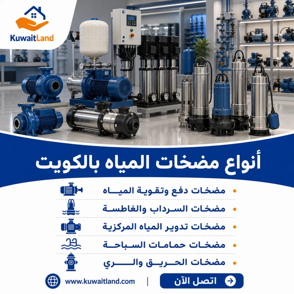 أنواع مضخات المياه بالكويت