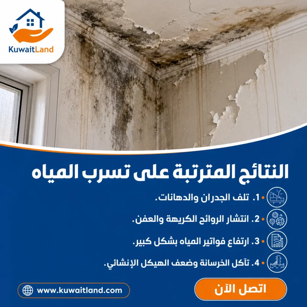 النتائج المترتبة على تسرب المياه