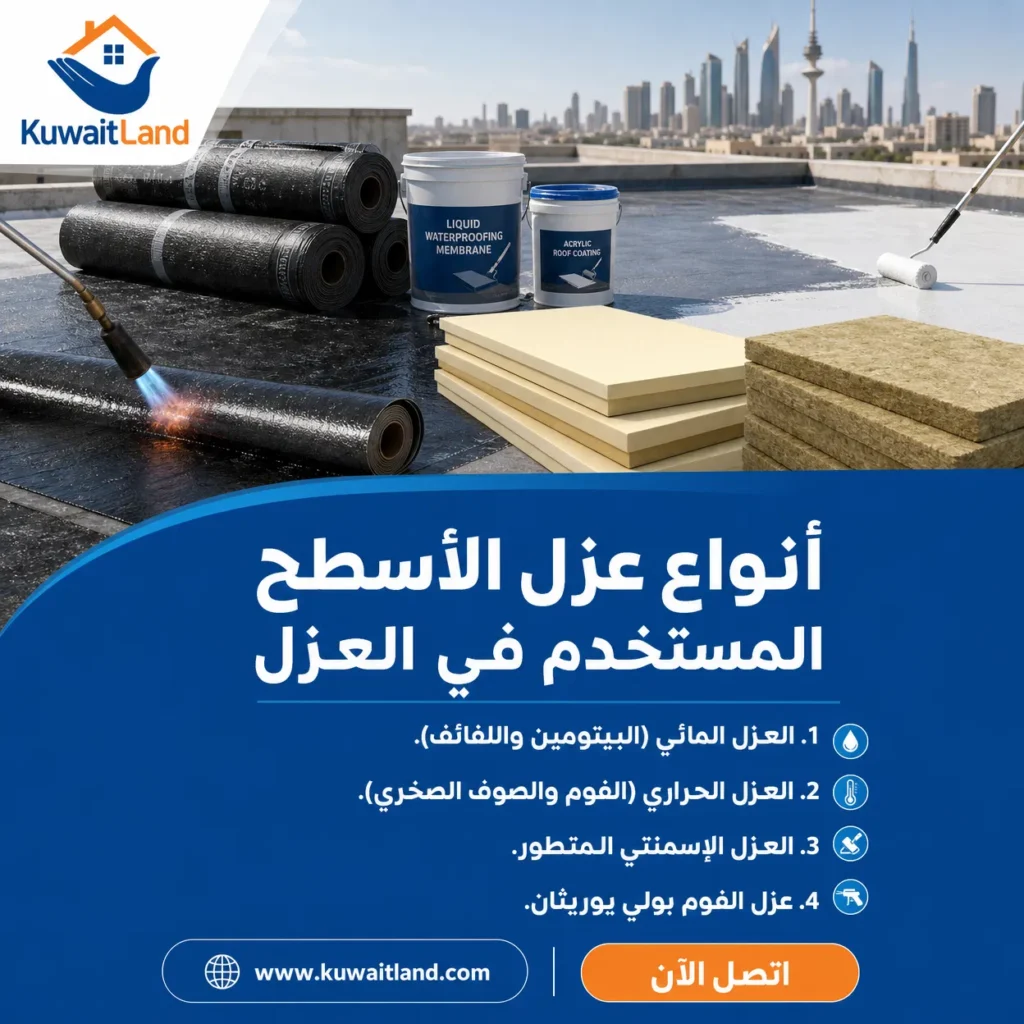 انواع عازل الاسطح المستخدم في عزل الاسطح
